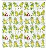 Ambesonne Cartoon Shower Curtain, Frogs in Different Positions Funny Happy Expressions Faces Toads, Cloth Fabric Bathroom Decor Set with Hooks, 69″ W x 70″ L, Green Yellow Red