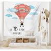 Ambesonne Cartoon Tapestry, Inspirational Words Say Yes to New Adventures Hand Drawn Hot Air Balloon, Fabric Wall Hanging Decor for Bedroom Living Room Dorm, 45″ X 30″, Mint Pink
