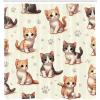 Ambesonne Cat Shower Curtain, Little Fun Kittens Cartoon Animal Characters with Muted Colored Paws, Cloth Fabric Bathroom Decor Set with Hooks, 69″ W x 70″ L, Ivory Apricot and Dark Grey