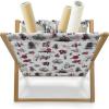 Ambesonne Eiffel Magazine and Book Holder, Romantic Valentines Day Eiffel Tower City of Love Doodle Style Heart Shapes, Floor Rack Decor for Interior of Home & Office, 22″ x 19″, Maroon White Tan(Dark Coral Black White)