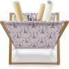 Ambesonne Eiffel Magazine and Book Holder, Romantic Valentines Day Eiffel Tower City of Love Doodle Style Heart Shapes, Floor Rack Decor for Interior of Home & Office, 22″ x 19″, Maroon White Tan(Pale Pink Black White)