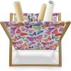 Ambesonne Folk Magazine and Book Holder, Valentine’s Day Pattern with Colorful Hearts, Floor Rack Decor for Interior of Home & Office, 22″ x 19″, Dark Lavender Multicolor(White and Multicolor)