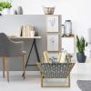 Ambesonne Funky Magazine and Book Holder, Heart Shapes on Plain Background Romantic and Aquatic Style Valentines Day, Floor Rack Decor for Interior of Home & Office, 22″ x 19″, Sea Blue Cadet Blue(Army Green White)