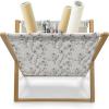 Ambesonne Heart Magazine and Book Holder, Repetitive Romantic Plaid Motif Hearts Valentines, Floor Rack Decor for Interior of Home & Office, 22″ x 19″, Champagne Multicolor(Dark Grey White)