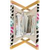 Ambesonne Heart Magazine and Book Holder, Repetitive Romantic Plaid Motif Hearts Valentines, Floor Rack Decor for Interior of Home & Office, 22″ x 19″, Champagne Multicolor(Grey Yellow Multicolor)