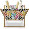 Ambesonne Heart Magazine and Book Holder, Repetitive Romantic Plaid Motif Hearts Valentines, Floor Rack Decor for Interior of Home & Office, 22″ x 19″, Champagne Multicolor(Grey Yellow Multicolor)