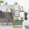 Ambesonne Heart Magazine and Book Holder, Repetitive Romantic Plaid Motif Hearts Valentines, Floor Rack Decor for Interior of Home & Office, 22″ x 19″, Champagne Multicolor(Green and White)