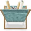 Ambesonne Kiss Magazine and Book Holder, Red Woman Lips Kiss Marks Pattern Romance Feminine Graphic Valentines Day, Floor Rack Decor for Interior of Home & Office, 22″ x 19″, Vermilion White(Teal White)