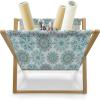 Ambesonne Love Magazine and Book Holder, Romance for Valentine’s Day Hearts in Lamp Classic Antique Themed Pattern, Floor Rack Decor for Interior of Home & Office, 22″ x 19″, Vermilion and Scarlet(Brown Teal)