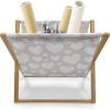 Ambesonne Neutral Magazine and Book Holder, Valentines Day Theme Hand Drawn Hearts Diagonal Stripes Romantic Love Pattern, Floor Rack Decor for Interior of Home & Office, 22″ x 19″, Pearl and White(Pearl and White)