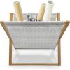 Ambesonne Neutral Magazine and Book Holder, Valentines Day Theme Hand Drawn Hearts Diagonal Stripes Romantic Love Pattern, Floor Rack Decor for Interior of Home & Office, 22″ x 19″, Pearl and White(White and Dust)
