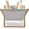 Ambesonne Neutral Magazine and Book Holder, Valentines Day Theme Hand Drawn Hearts Diagonal Stripes Romantic Love Pattern, Floor Rack Decor for Interior of Home & Office, 22″ x 19″, Pearl and White(Warm Taupe and White)