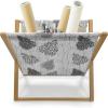 Ambesonne Neutral Magazine and Book Holder, Valentines Day Theme Hand Drawn Hearts Diagonal Stripes Romantic Love Pattern, Floor Rack Decor for Interior of Home & Office, 22″ x 19″, Pearl and White(Pale Grey Charcoal Grey)