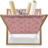 Ambesonne Neutral Magazine and Book Holder, Valentines Day Theme Hand Drawn Hearts Diagonal Stripes Romantic Love Pattern, Floor Rack Decor for Interior of Home & Office, 22″ x 19″, Pearl and White(Pastel Pink Vermilion)