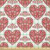 Ambesonne Norwegian Fabric by The Yard, Heart Shapes with Floral and Bird Motifs Valentine’s Day Themed Print, Stretch Knit Fabric for Clothing Sewing and Arts Crafts, 5 Yards, Vermilion and White(Vermilion and White)