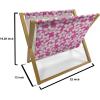 Ambesonne Pets Magazine and Book Holder, Cats with Hearts Valentines Day Theme Lovers Kitten Meow Doodle, Floor Rack Decor for Interior of Home & Office, 22″ x 19″, Black Magenta and Blue(Magenta and White)