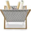 Ambesonne Romantic Magazine and Book Holder, Geometric Horizontal Oval Rows Drawn Along Little Hearts Valentines, Floor Rack Decor for Interior of Home & Office, 22″ x 19″, Almond Green and White(Dust White)
