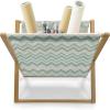 Ambesonne Romantic Magazine and Book Holder, Heart Pattern Lovers Valentines Day Honeymoon Girls Doodle Design, Floor Rack Decor for Interior of Home & Office, 22″ x 19″, Orange White(Petrol Blue Turquoise)