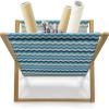 Ambesonne Romantic Magazine and Book Holder, Heart Pattern Lovers Valentines Day Honeymoon Girls Doodle Design, Floor Rack Decor for Interior of Home & Office, 22″ x 19″, Orange White(Pale Blue Navy Blue)