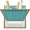Ambesonne Romantic Magazine and Book Holder, Heart Pattern Lovers Valentines Day Honeymoon Girls Doodle Design, Floor Rack Decor for Interior of Home & Office, 22″ x 19″, Orange White(Turquoise Pale Blue)