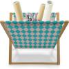 Ambesonne Romantic Magazine and Book Holder, Valentines Day Inspired Love Couple Sign Hearts and Retro Polka Dots, Floor Rack Decor for Interior of Home & Office, 22″ x 19″, Coral Pale Orange Blue(Turquoise and Lilac)