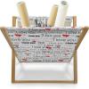 Ambesonne Romantic Magazine and Book Holder, Valentines Day Inspired Love Couple Sign Hearts and Retro Polka Dots, Floor Rack Decor for Interior of Home & Office, 22″ x 19″, Coral Pale Orange Blue(Vermilion Black White)