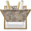 Ambesonne Romantic Magazine and Book Holder, Wild Cats Passion Theme Lovers Valentine’s Rose Petals Arrows Eros, Floor Rack Decor for Interior of Home & Office, 22″ x 19″, Vermilion Pale Grey(Dark Brown Pale Brown)