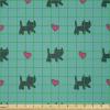 Ambesonne Teal Fabric by The Yard, Kittens Pink Hearts Animal Design with Valentines Inspirations, Stretch Knit Fabric for Clothing Sewing and Arts Crafts, 3 Yards, Teal Pink Dark Blue(Teal Pink Dark Blue)