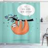 Ambesonne Animal Shower Curtain, Cartoon Design Print Sloth a Flirty Words So You Come Here Often Color Image, Cloth Fabric Bathroom Decor Set with Hooks, 69″ W x 75″ L, Seafoam Multicolor