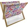 Ambesonne Folk Magazine and Book Holder, Valentine’s Day Pattern with Colorful Hearts, Floor Rack Decor for Interior of Home & Office, 22″ x 19″, Dark Lavender Multicolor(White and Multicolor)