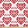 Ambesonne Norwegian Fabric by The Yard, Heart Shapes with Floral and Bird Motifs Valentine’s Day Themed Print, Stretch Knit Fabric for Clothing Sewing and Arts Crafts, 5 Yards, Vermilion and White(Vermilion and White)