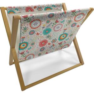 Ambesonne Folk Magazine and Book Holder, Valentine’s Day Pattern with Colorful Hearts, Floor Rack Decor for Interior of Home & Office, 22″ x 19″, Dark Lavender Multicolor(Eggshell Multicolor)