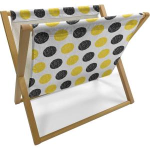Ambesonne Folk Magazine and Book Holder, Valentine’s Day Pattern with Colorful Hearts, Floor Rack Decor for Interior of Home & Office, 22″ x 19″, Dark Lavender Multicolor(Yellow Charcoal Grey)