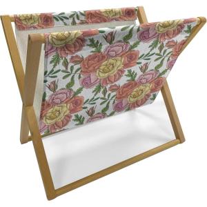 Ambesonne Folk Magazine and Book Holder, Valentine’s Day Pattern with Colorful Hearts, Floor Rack Decor for Interior of Home & Office, 22″ x 19″, Dark Lavender Multicolor(Pale Blue Multicolor)