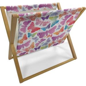 Ambesonne Folk Magazine and Book Holder, Valentine’s Day Pattern with Colorful Hearts, Floor Rack Decor for Interior of Home & Office, 22″ x 19″, Dark Lavender Multicolor(White and Multicolor)