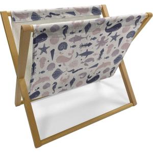 Ambesonne Folk Magazine and Book Holder, Valentine’s Day Pattern with Colorful Hearts, Floor Rack Decor for Interior of Home & Office, 22″ x 19″, Dark Lavender Multicolor(Champagne Multicolor)