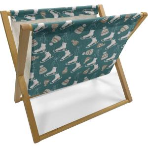 Ambesonne Giraffe Magazine and Book Holder, Couple Kissing Valentines Day Theme Lovers of Safari Animals Fun Romance, Floor Rack Decor for Interior of Home & Office, 22″ x 19″, Cinnamon White Peach(Pale Brown White and Teal)