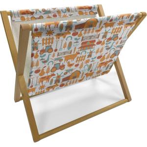 Ambesonne Giraffe Magazine and Book Holder, Couple Kissing Valentines Day Theme Lovers of Safari Animals Fun Romance, Floor Rack Decor for Interior of Home & Office, 22″ x 19″, Cinnamon White Peach(Rust Orange Teal)