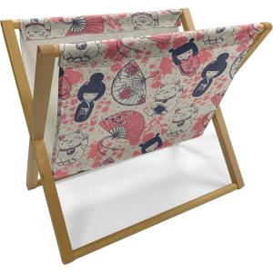 Ambesonne Giraffe Magazine and Book Holder, Couple Kissing Valentines Day Theme Lovers of Safari Animals Fun Romance, Floor Rack Decor for Interior of Home & Office, 22″ x 19″, Cinnamon White Peach(Dark Coral Eggshell)