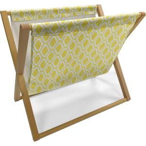 Ambesonne Heart Magazine and Book Holder, Repetitive Romantic Plaid Motif Hearts Valentines, Floor Rack Decor for Interior of Home & Office, 22″ x 19″, Champagne Multicolor(Mustard White)