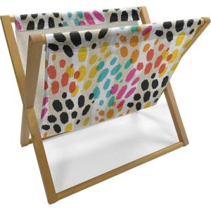 Ambesonne Heart Magazine and Book Holder, Repetitive Romantic Plaid Motif Hearts Valentines, Floor Rack Decor for Interior of Home & Office, 22″ x 19″, Champagne Multicolor(Grey Yellow Multicolor)