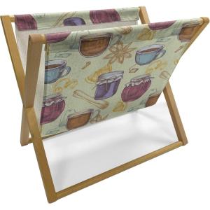 Ambesonne Heart Magazine and Book Holder, Repetitive Romantic Plaid Motif Hearts Valentines, Floor Rack Decor for Interior of Home & Office, 22″ x 19″, Champagne Multicolor(Pastel Green Multicolor)