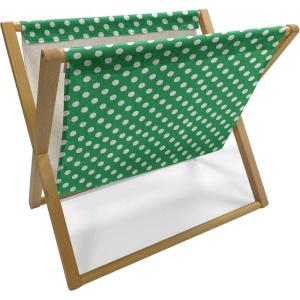 Ambesonne Heart Magazine and Book Holder, Repetitive Romantic Plaid Motif Hearts Valentines, Floor Rack Decor for Interior of Home & Office, 22″ x 19″, Champagne Multicolor(Green and White)