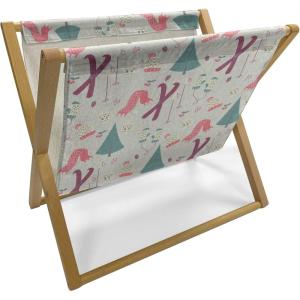 Ambesonne Hearts Magazine and Book Holder, Valentine’s Day Theme Hand Drawn Repeated Romantic Modern Love Shapes Pattern, Floor Rack Decor for Interior of Home & Office, 22″ x 19″, Champagne Black(Sage Green Multicolor)