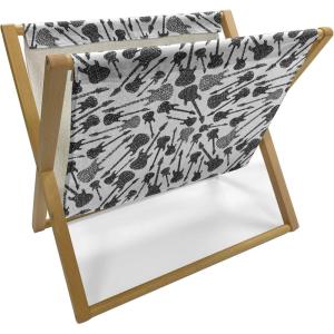 Ambesonne Kiss Magazine and Book Holder, Red Woman Lips Kiss Marks Pattern Romance Feminine Graphic Valentines Day, Floor Rack Decor for Interior of Home & Office, 22″ x 19″, Vermilion White(Black Grey White)