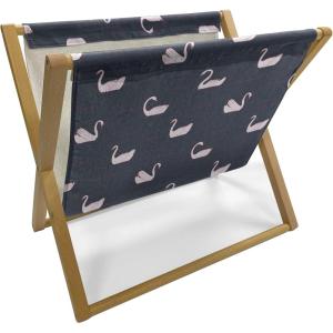 Ambesonne Kiss Magazine and Book Holder, Red Woman Lips Kiss Marks Pattern Romance Feminine Graphic Valentines Day, Floor Rack Decor for Interior of Home & Office, 22″ x 19″, Vermilion White(Pale Pink Charcoal Grey)