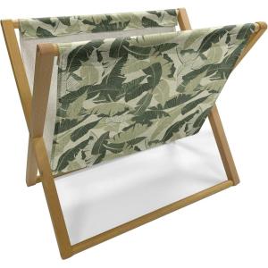Ambesonne Kiss Magazine and Book Holder, Red Woman Lips Kiss Marks Pattern Romance Feminine Graphic Valentines Day, Floor Rack Decor for Interior of Home & Office, 22″ x 19″, Vermilion White(Pale Green Dark Green)