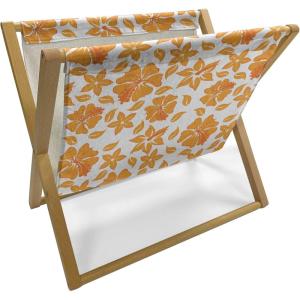 Ambesonne Kiss Magazine and Book Holder, Red Woman Lips Kiss Marks Pattern Romance Feminine Graphic Valentines Day, Floor Rack Decor for Interior of Home & Office, 22″ x 19″, Vermilion White(Orange White)