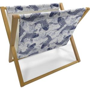 Ambesonne Kiss Magazine and Book Holder, Red Woman Lips Kiss Marks Pattern Romance Feminine Graphic Valentines Day, Floor Rack Decor for Interior of Home & Office, 22″ x 19″, Vermilion White(Dark Blue White)