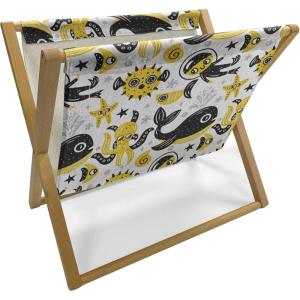 Ambesonne Love Magazine and Book Holder, Pattern Valentine’s Day with Flowers and Butterfly Holiday Love Antiquity Vintage, Floor Rack Decor for Interior of Home & Office, 22″ x 19″, Beige Brown Red(Earth Yellow Black and White)